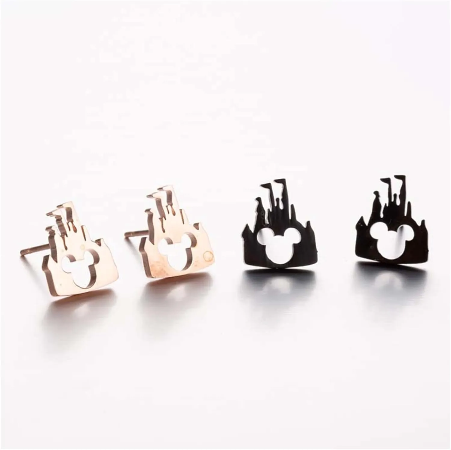 4 Pairs Stainless Steel Tiny Mouse Stud Earrings for Women hypoallergenic earring Cute Animal Mouse Silhouette Button Stud Post Earrings Birthday Gifts