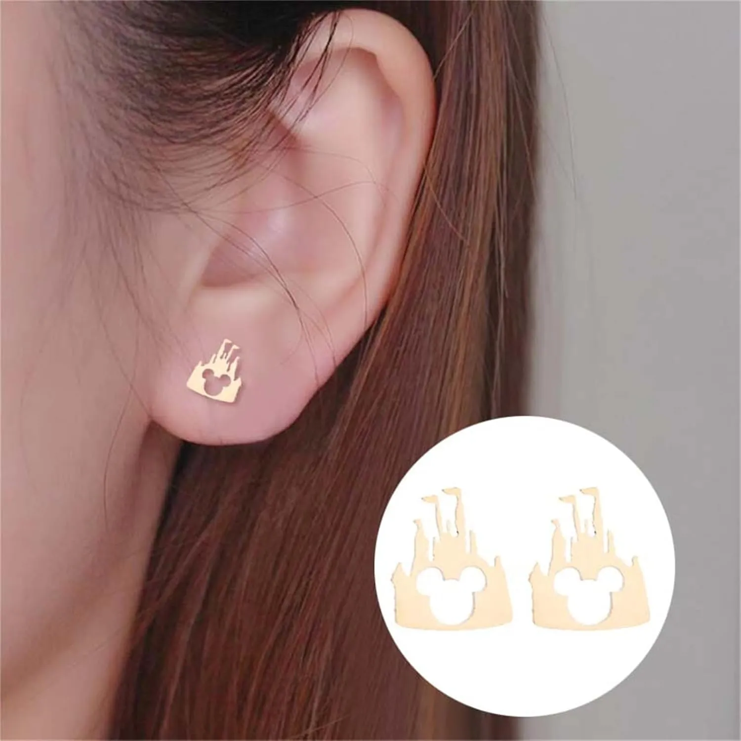 4 Pairs Stainless Steel Tiny Mouse Stud Earrings for Women hypoallergenic earring Cute Animal Mouse Silhouette Button Stud Post Earrings Birthday Gifts