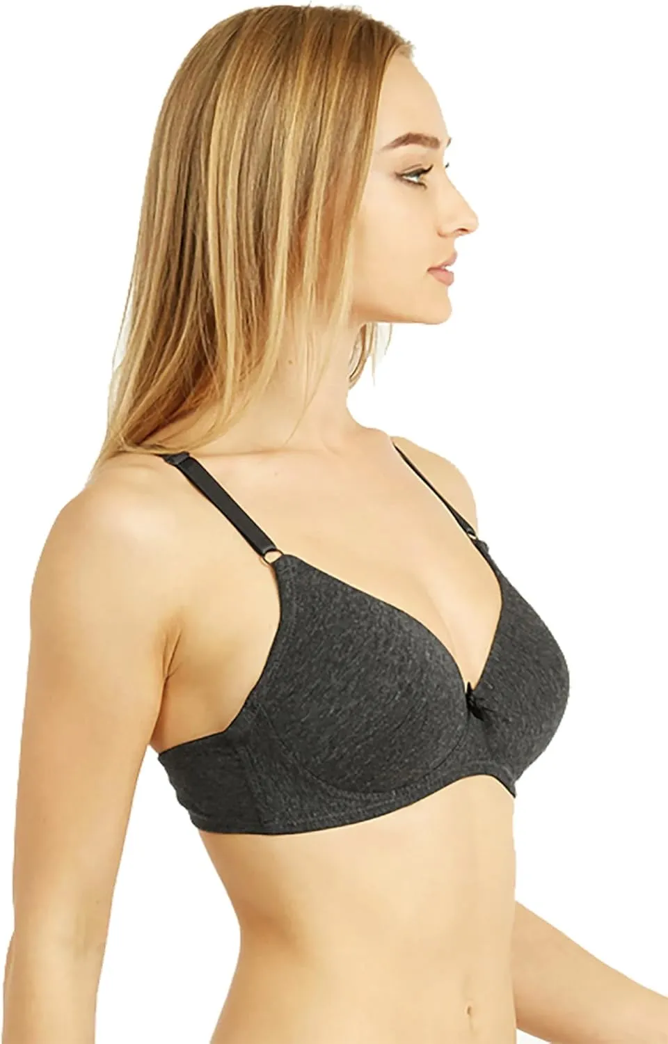 6 Pieces No Wire Full Cup Plain/Lace Light Padded Wire Free Bra A/B/C/D/DD