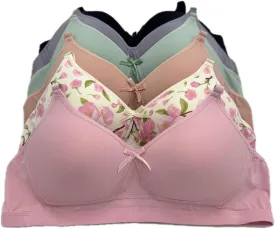 6 Pieces No Wire Full Cup Plain/Lace Light Padded Wire Free Bra A/B/C/D/DD