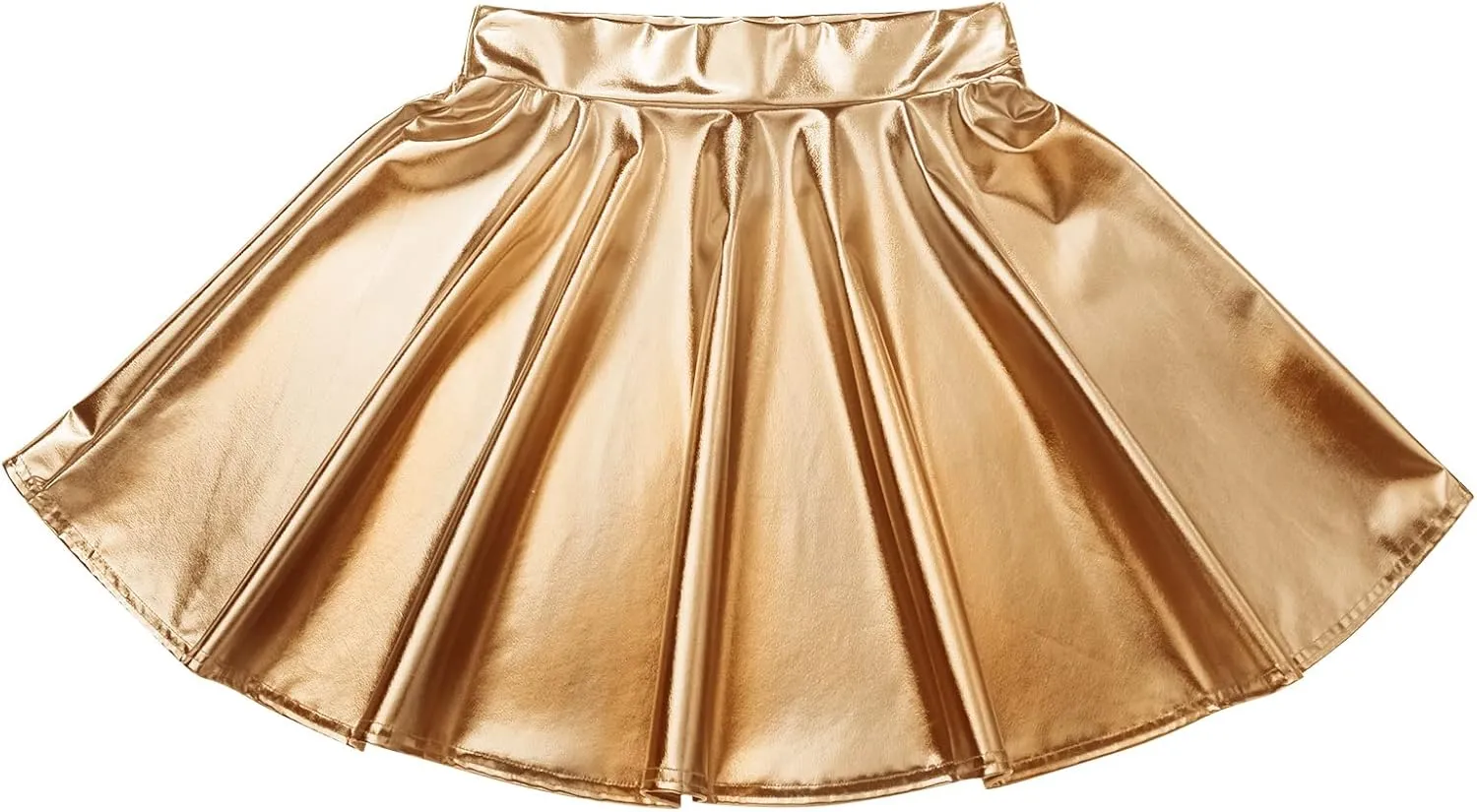 ABAFIP Women's Shiny Pleated Mini Skirt High Waisted Flared A-Line Short Rave Skater Skirts