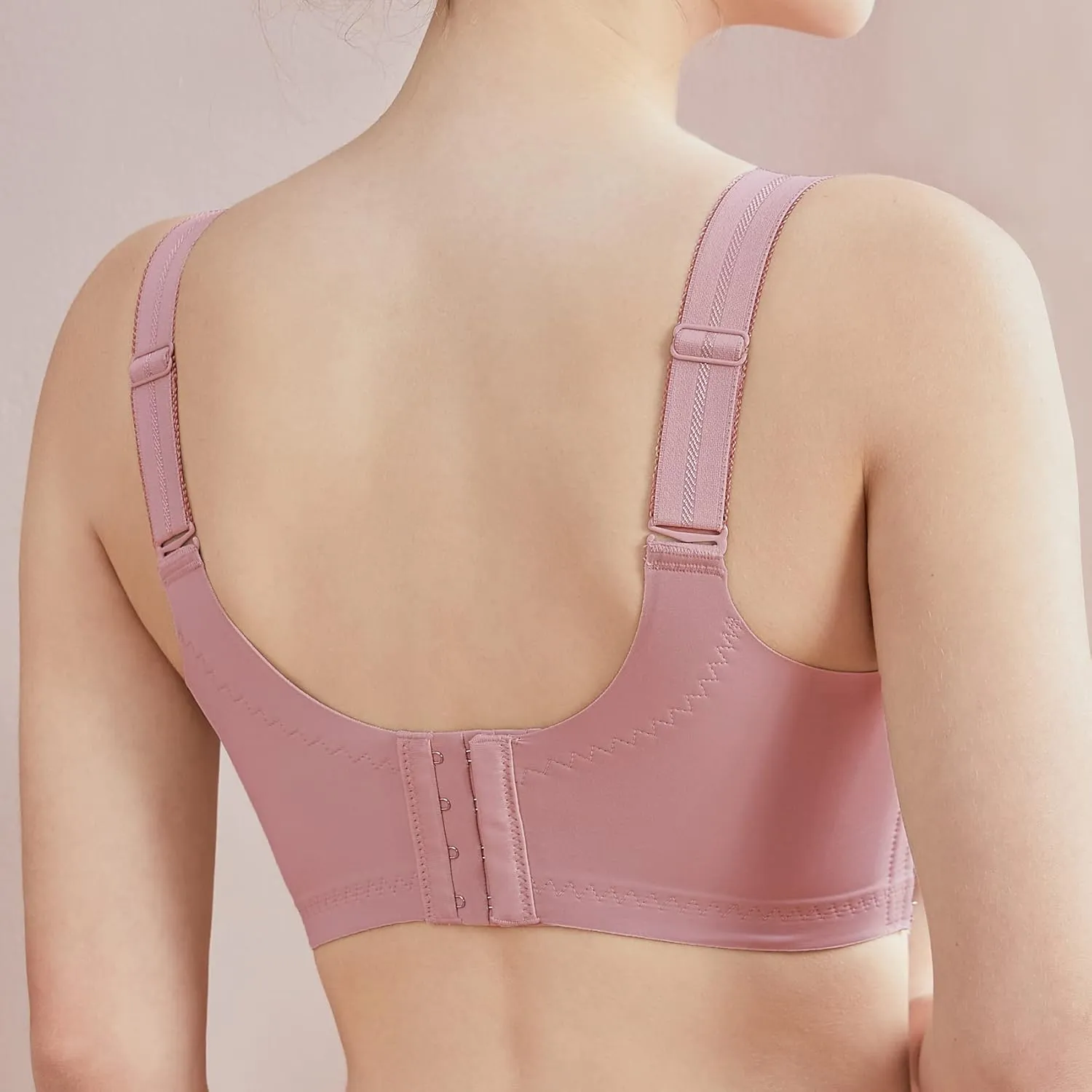 AILIVIN 32-42(B-DDD) Lightly Latex Lined Cup Wirefree Unpadded Full Coverage Plus Size Minimizer Bra