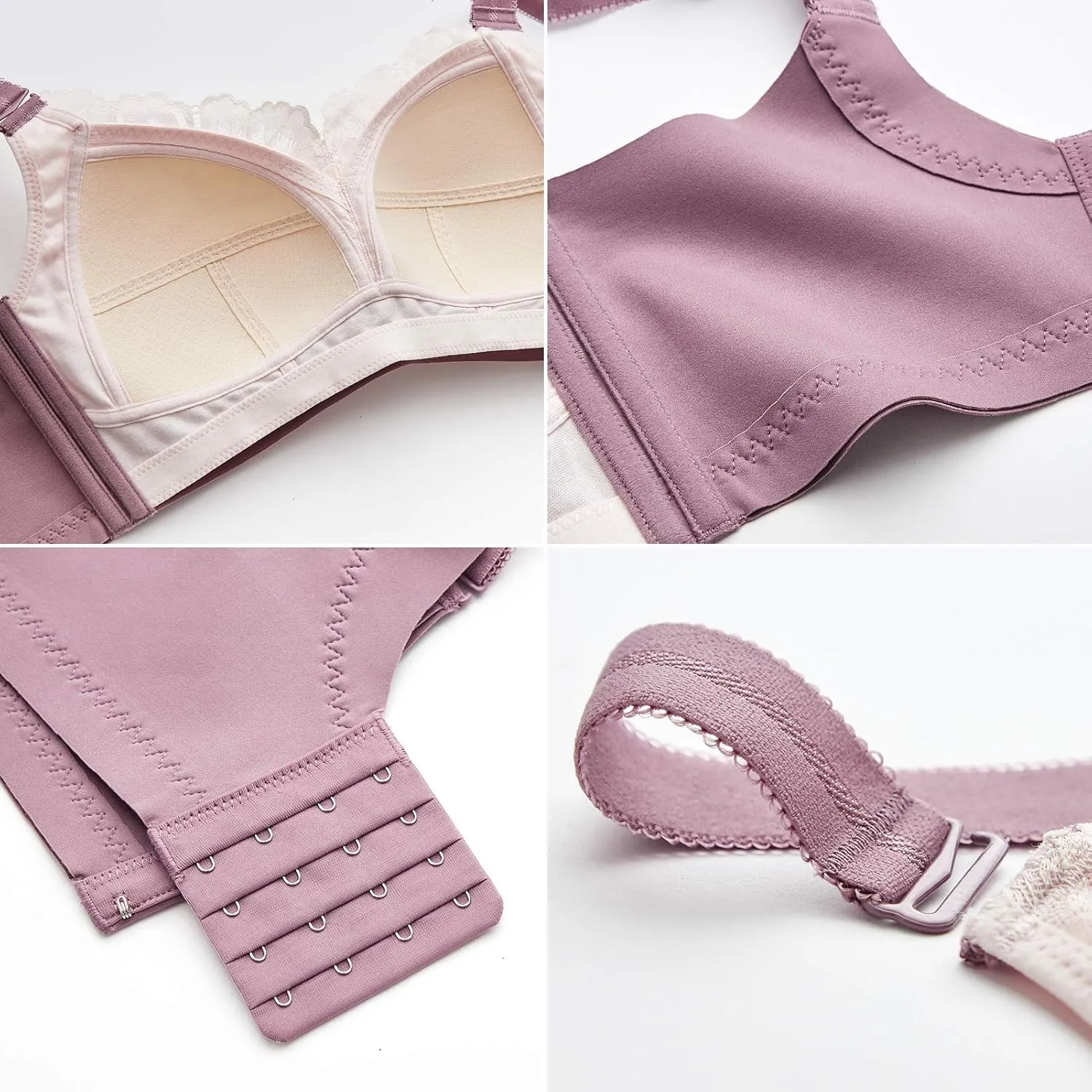 AILIVIN 32-42(B-DDD) Lightly Latex Lined Cup Wirefree Unpadded Full Coverage Plus Size Minimizer Bra