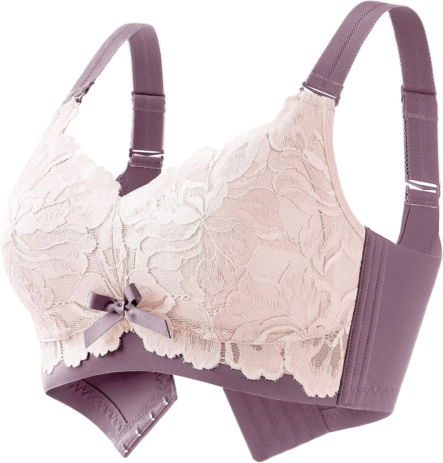 AILIVIN 32-42(B-DDD) Lightly Latex Lined Cup Wirefree Unpadded Full Coverage Plus Size Minimizer Bra