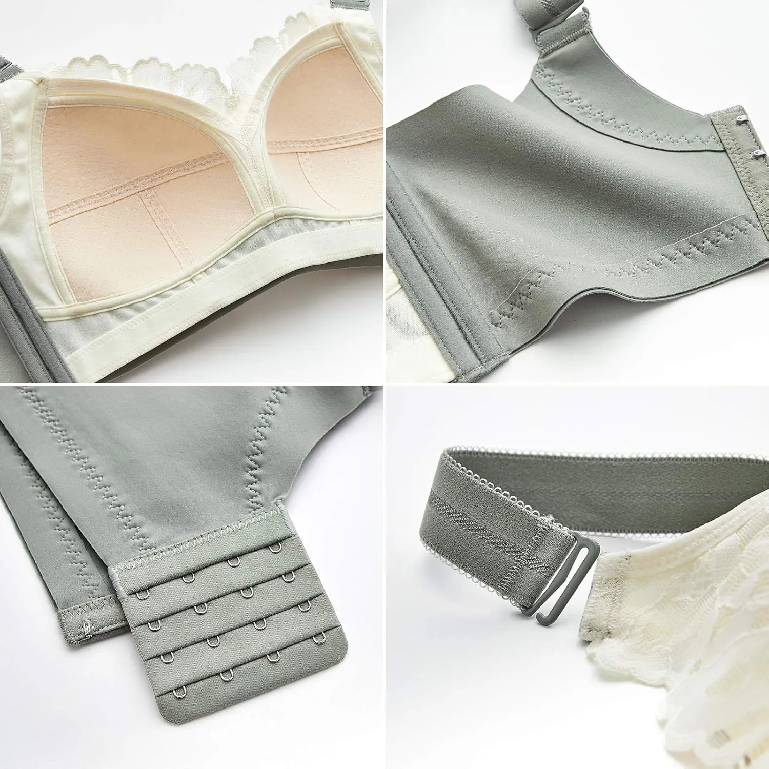 AILIVIN 32-42(B-DDD) Lightly Latex Lined Cup Wirefree Unpadded Full Coverage Plus Size Minimizer Bra