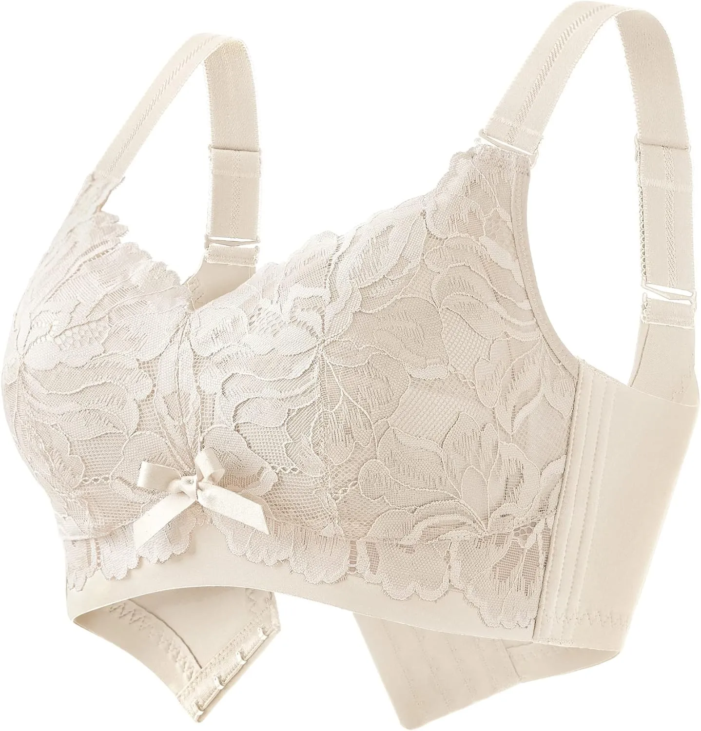 AILIVIN 32-42(B-DDD) Lightly Latex Lined Cup Wirefree Unpadded Full Coverage Plus Size Minimizer Bra