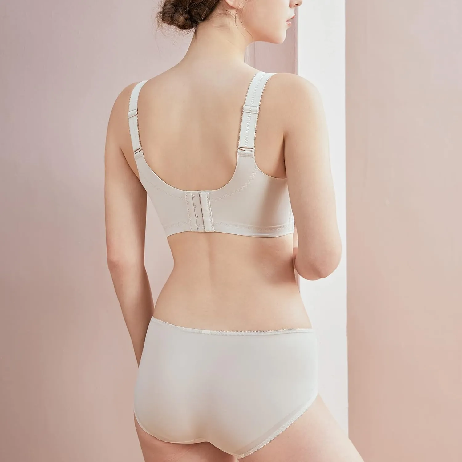 AILIVIN 32-42(B-DDD) Lightly Latex Lined Cup Wirefree Unpadded Full Coverage Plus Size Minimizer Bra