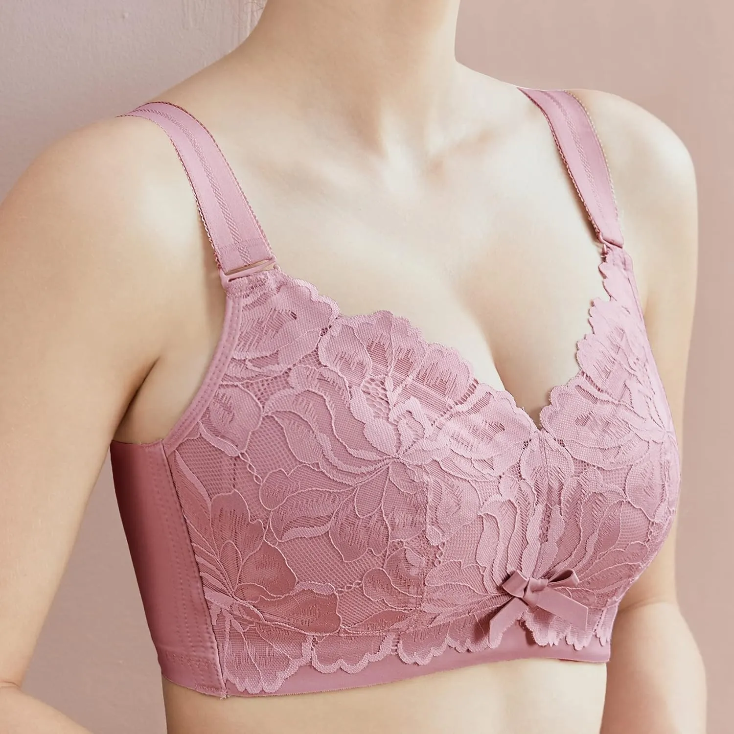 AILIVIN 32-42(B-DDD) Lightly Latex Lined Cup Wirefree Unpadded Full Coverage Plus Size Minimizer Bra