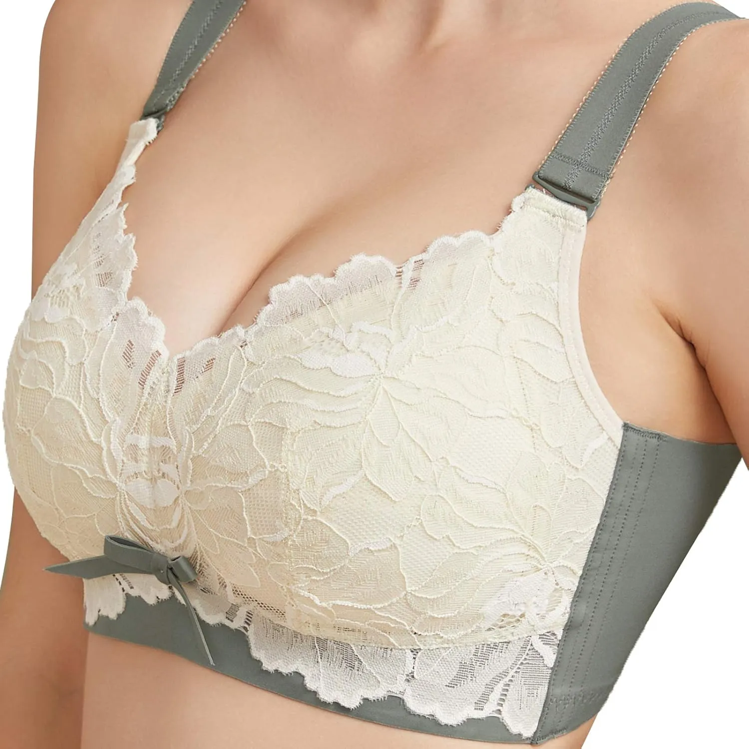 AILIVIN 32-42(B-DDD) Lightly Latex Lined Cup Wirefree Unpadded Full Coverage Plus Size Minimizer Bra