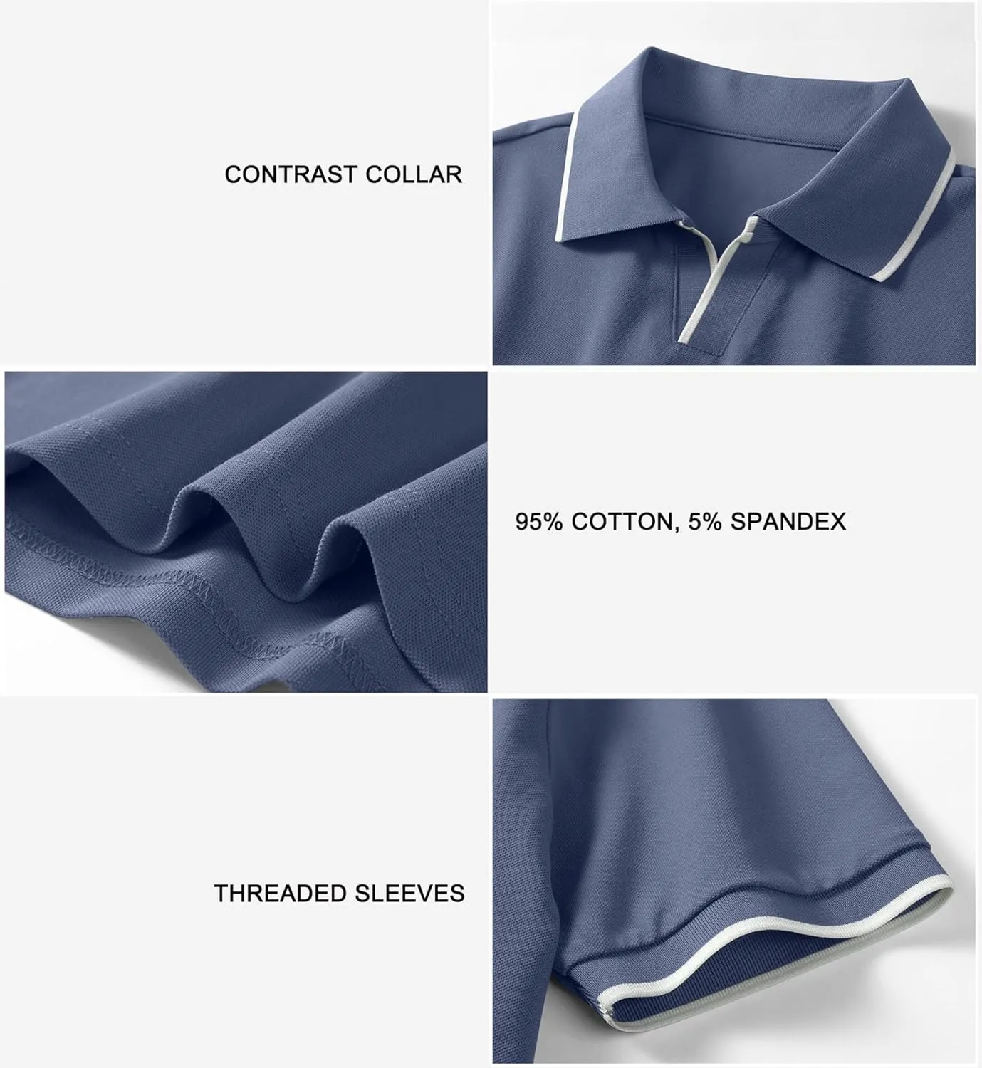 Aiyino Men's Muscle V Neck Polo Shirts Slim Fit Short Sleeve Cotton Golf T-Shirts Ribbed Knit Soft Tees