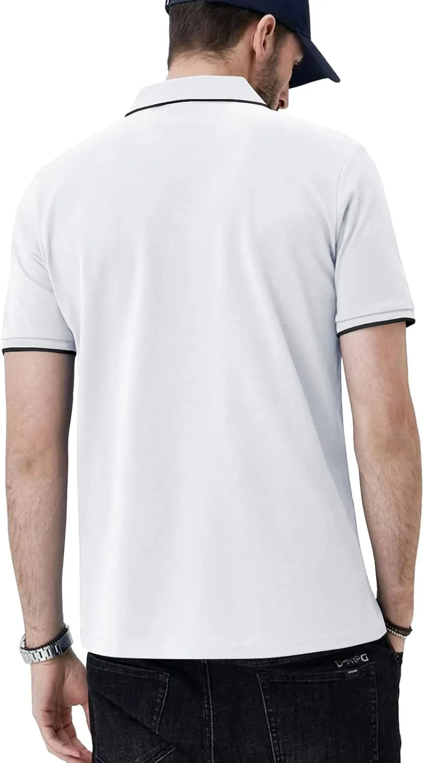 Aiyino Men's Muscle V Neck Polo Shirts Slim Fit Short Sleeve Cotton Golf T-Shirts Ribbed Knit Soft Tees