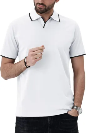 Aiyino Men's Muscle V Neck Polo Shirts Slim Fit Short Sleeve Cotton Golf T-Shirts Ribbed Knit Soft Tees