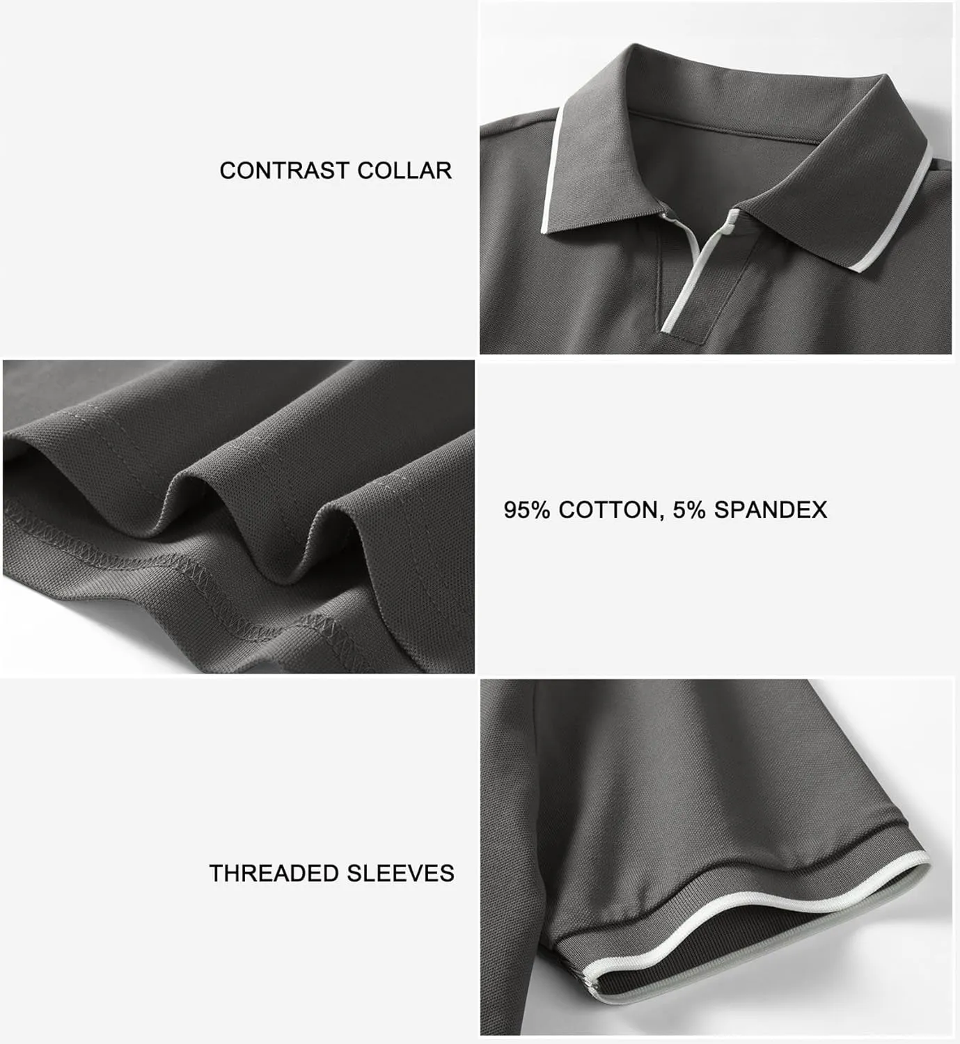 Aiyino Men's Muscle V Neck Polo Shirts Slim Fit Short Sleeve Cotton Golf T-Shirts Ribbed Knit Soft Tees