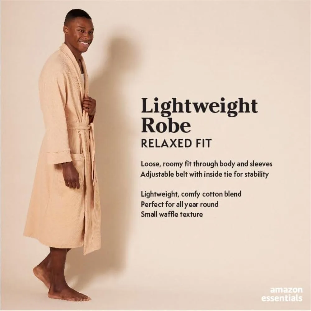 Amazon Essentials Men's Lightweight Waffle Robe (Available in Big & Tall)
