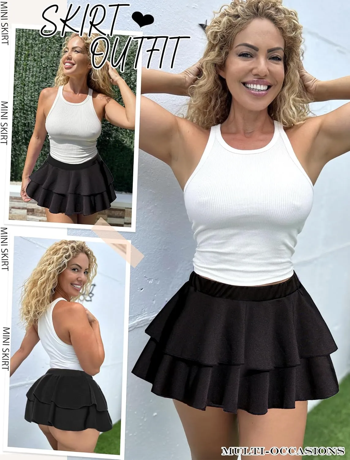 Avidlove Womens Pleated Mini Skirt Solid Ruffle Lingerie Skirts Layered Y2K Plaid Outfit for Schoolgirl Role Play XS-4XL