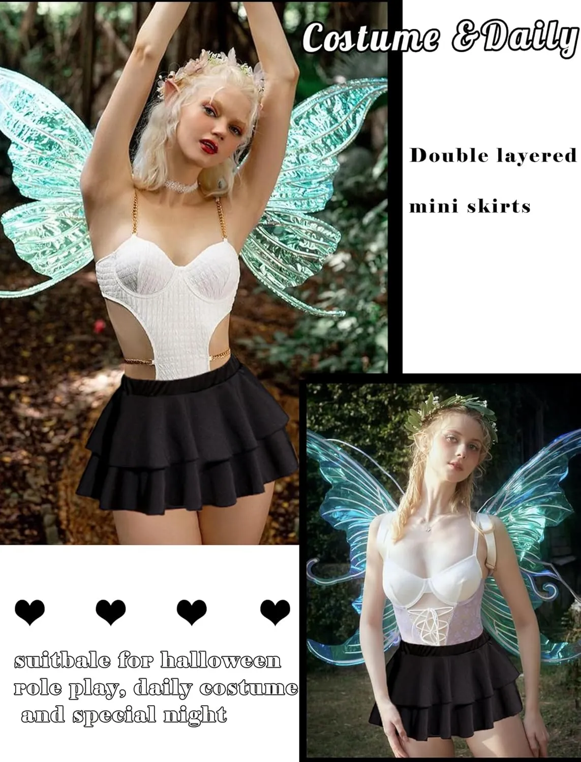 Avidlove Womens Pleated Mini Skirt Solid Ruffle Lingerie Skirts Layered Y2K Plaid Outfit for Schoolgirl Role Play XS-4XL