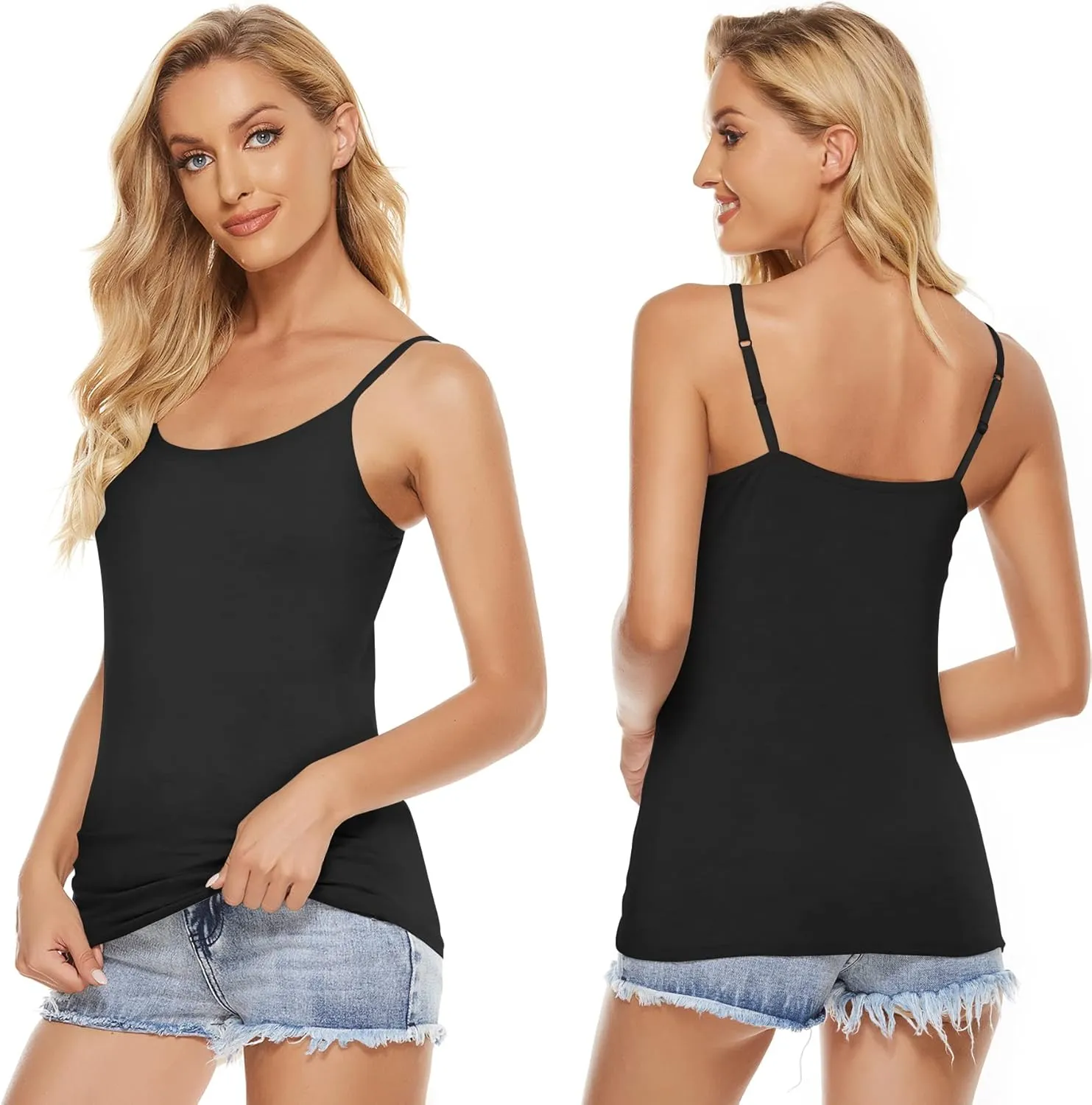 BQTQ 5 Pcs Women's Camisole Tank Top Undershirt Spaghetti Strap Basic Camisoles