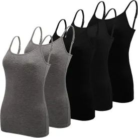 BQTQ 5 Pcs Women's Camisole Tank Top Undershirt Spaghetti Strap Basic Camisoles