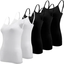 BQTQ 5 Pcs Women's Camisole Tank Top Undershirt Spaghetti Strap Basic Camisoles