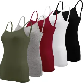 BQTQ 5 Pcs Women's Camisole Tank Top Undershirt Spaghetti Strap Basic Camisoles