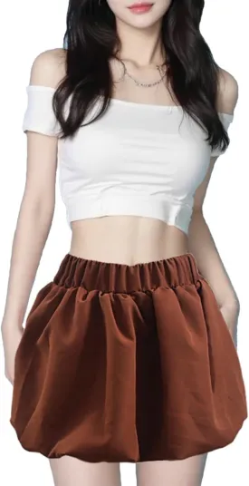 Bubble Mini Skirt Y2K Ruffle Short Skirts Pleated Puffy Balloon Skirt Streetwear