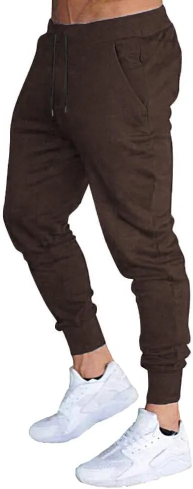 BUXKR Men's Slim Joggers Workout Pants for Gym Running and Bodybuilding Athletic Bottom Sweatpants with Deep Pockets