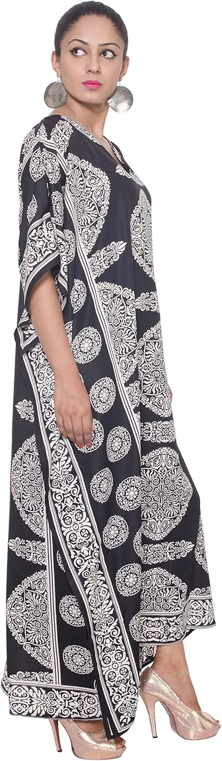 Caftan for Women Plus Size Black And White Kaftan Beach Swimsuit Cover Up Maxi House Dresses