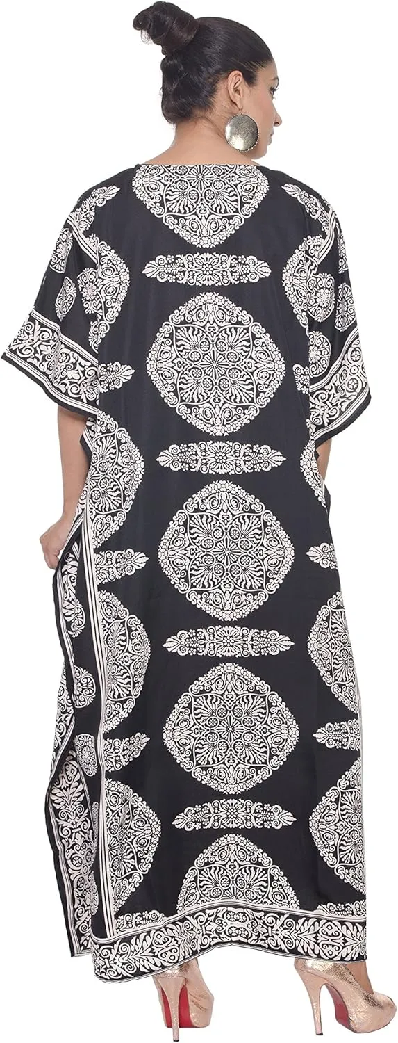 Caftan for Women Plus Size Black And White Kaftan Beach Swimsuit Cover Up Maxi House Dresses