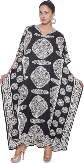 Caftan for Women Plus Size Black And White Kaftan Beach Swimsuit Cover Up Maxi House Dresses