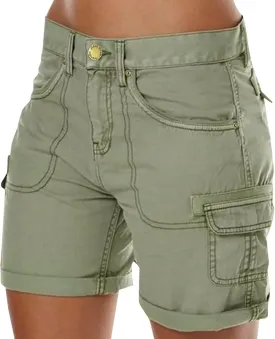 Cargo Shorts Women Bermuda Shorts High Waist Outdoor Hiking Shorts with Pockets Summer Athletic Golf Womens Shorts 7 Inch