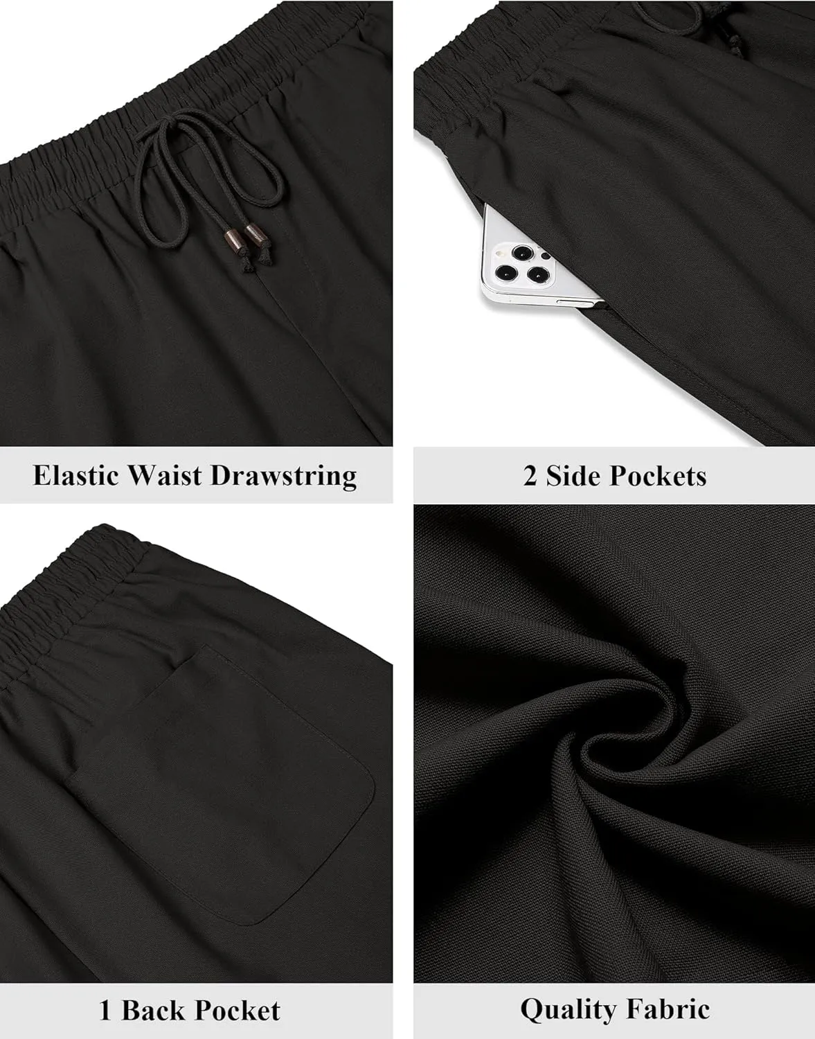 COOFANDY Men's Linen Shorts Casual Summer Beach Shorts Elastic Waist Drawstring Vacation Shorts with Pockets