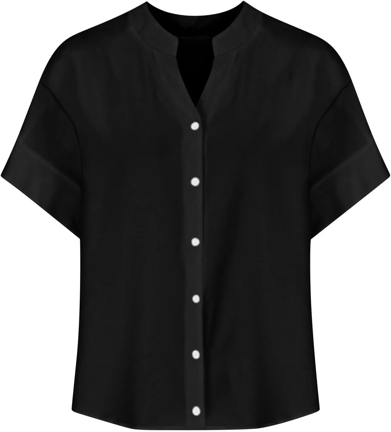Cotton Linen Shirts for Women 2025 Summer Short Sleeve V Neck Button Down Tops Dressy Casual Oversized Tshirts