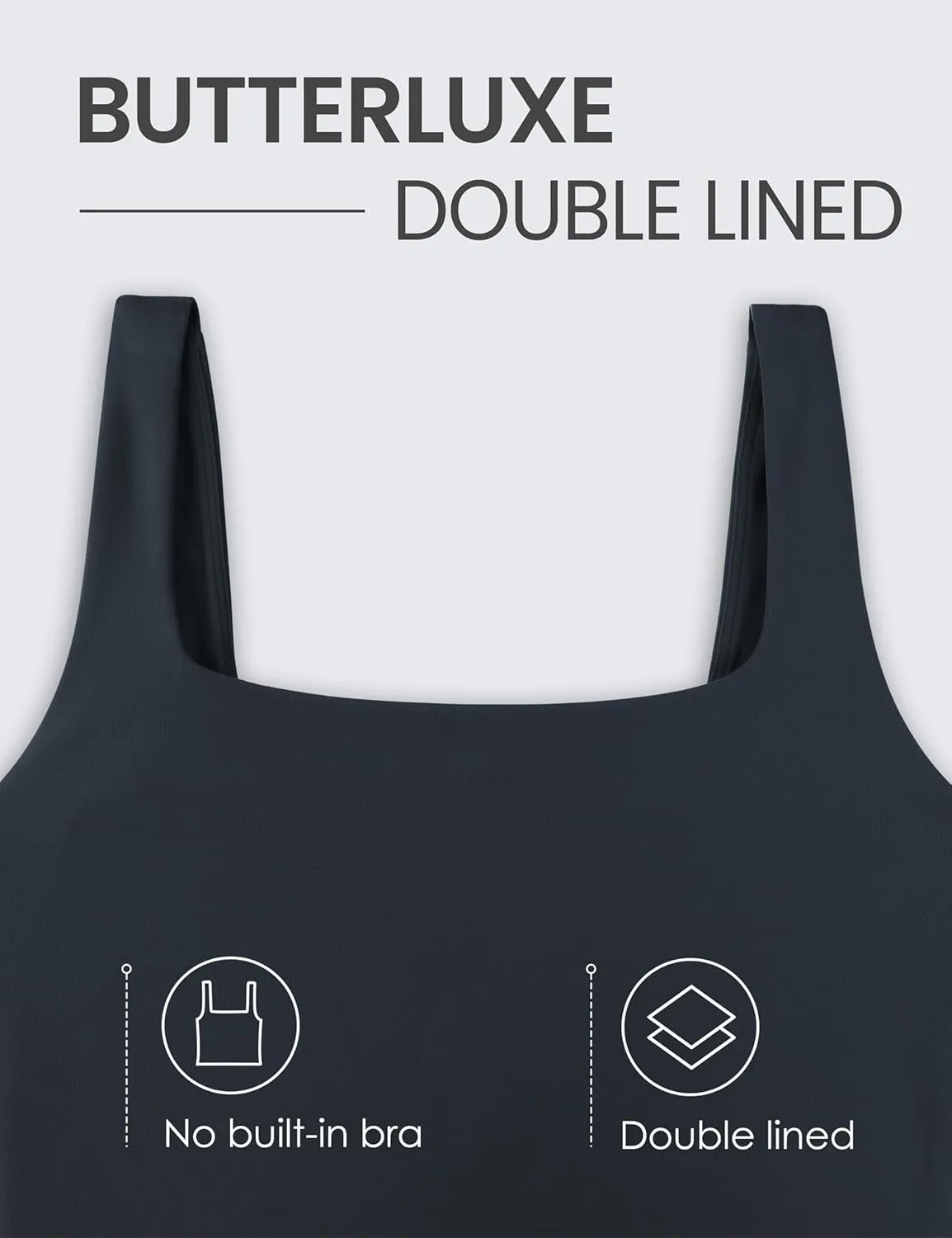 CRZ YOGA Womens Butterluxe Double Lined Square Neck Tight Tank Tops Sleeveless Workout Cropped Casual Yoga Fitted Shirts