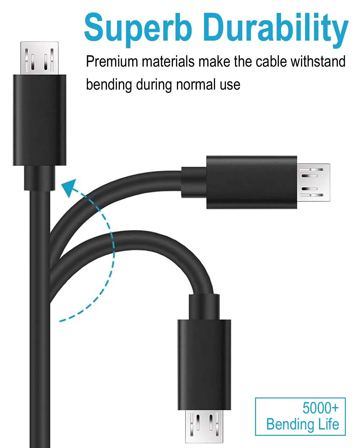 DEEGO Micro USB Cable,15Ft Extra Long PS4 Controller Charger Cable,Enduring Android Charging Cord Fit for Samsung Galaxy S7 Edge S6,Note 5,Note 4,Moto G5,Android Phone,Kindle Fire,Black
