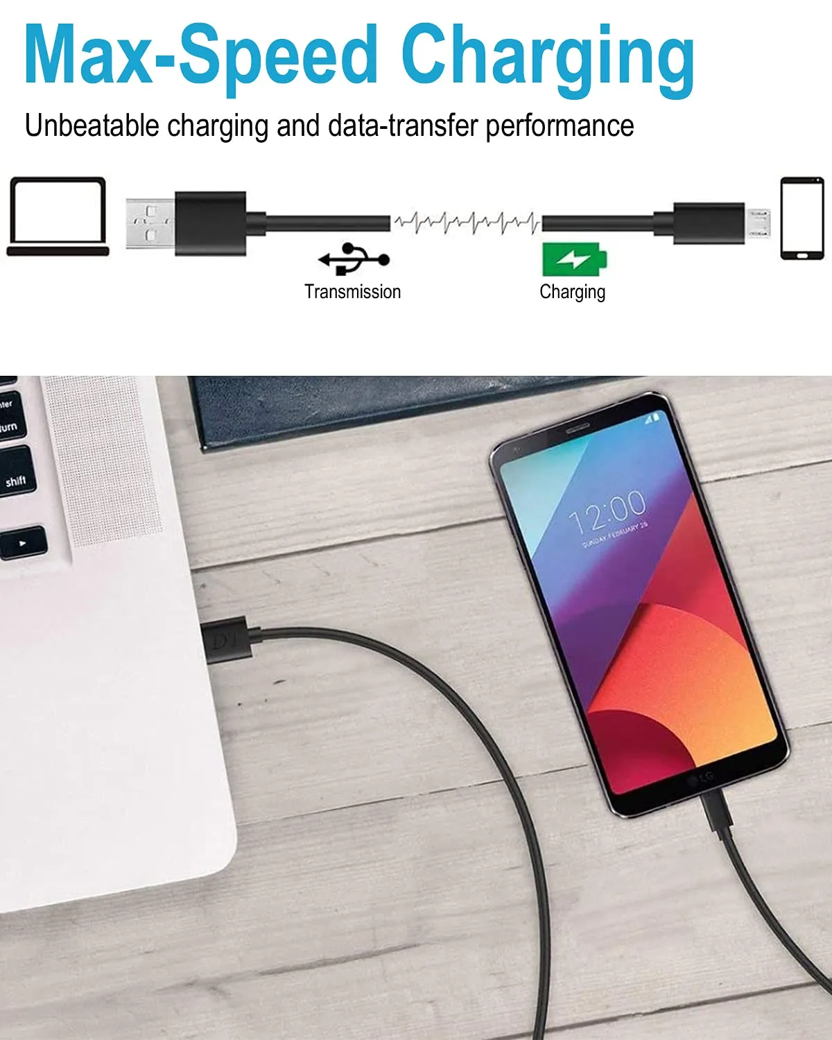 DEEGO Micro USB Cable,15Ft Extra Long PS4 Controller Charger Cable,Enduring Android Charging Cord Fit for Samsung Galaxy S7 Edge S6,Note 5,Note 4,Moto G5,Android Phone,Kindle Fire,Black