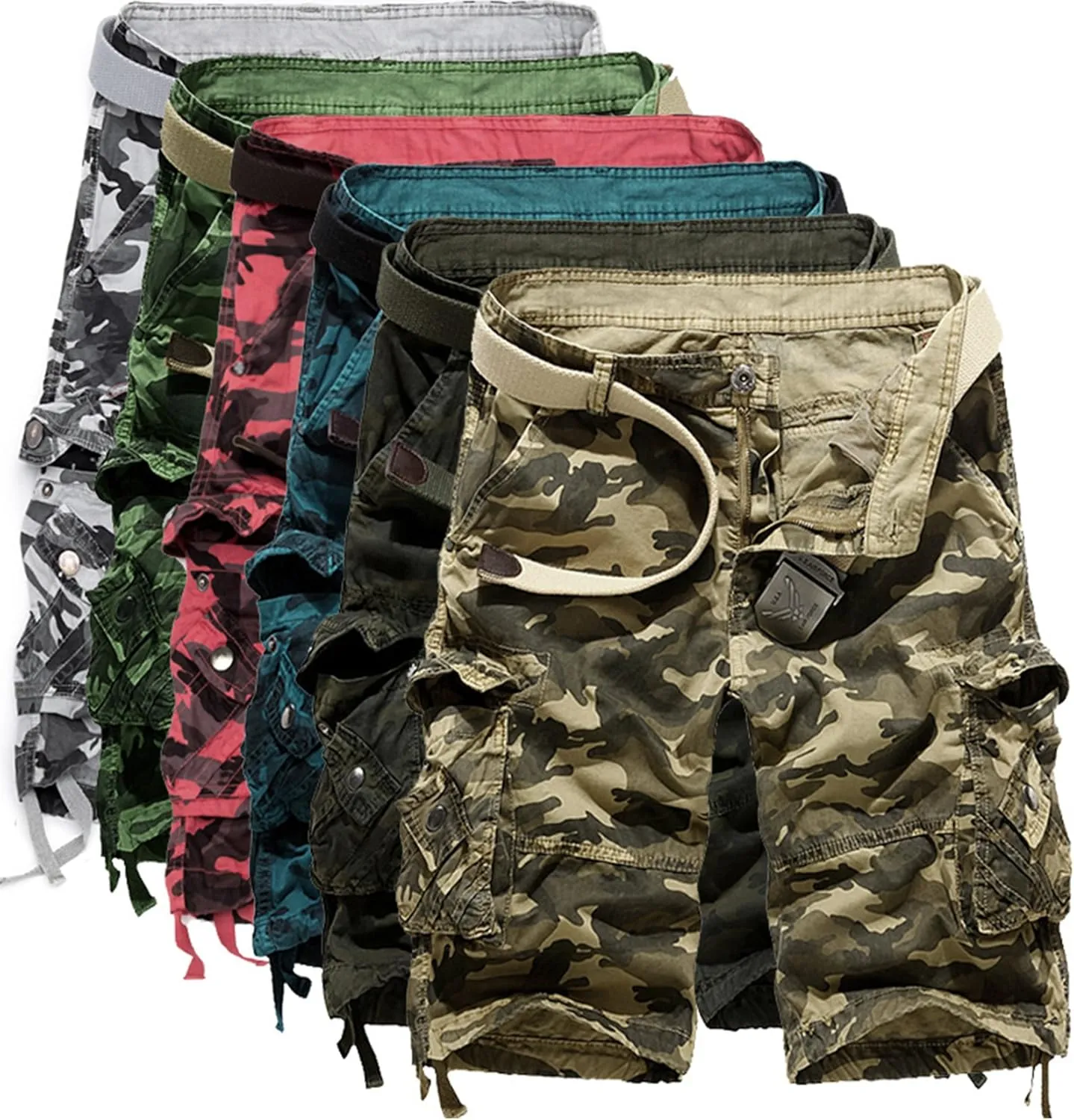 DONGD Mens Camo Cargo Shorts Relaxed Fit Outdoor Cotton Twill Cargo Shorts