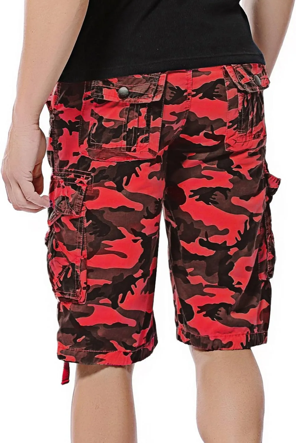 DONGD Mens Camo Cargo Shorts Relaxed Fit Outdoor Cotton Twill Cargo Shorts