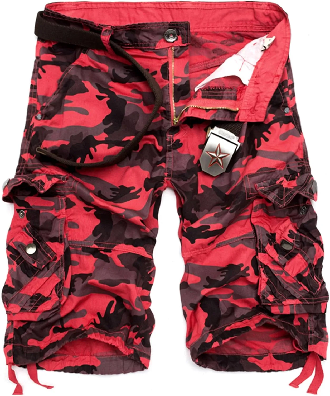 DONGD Mens Camo Cargo Shorts Relaxed Fit Outdoor Cotton Twill Cargo Shorts