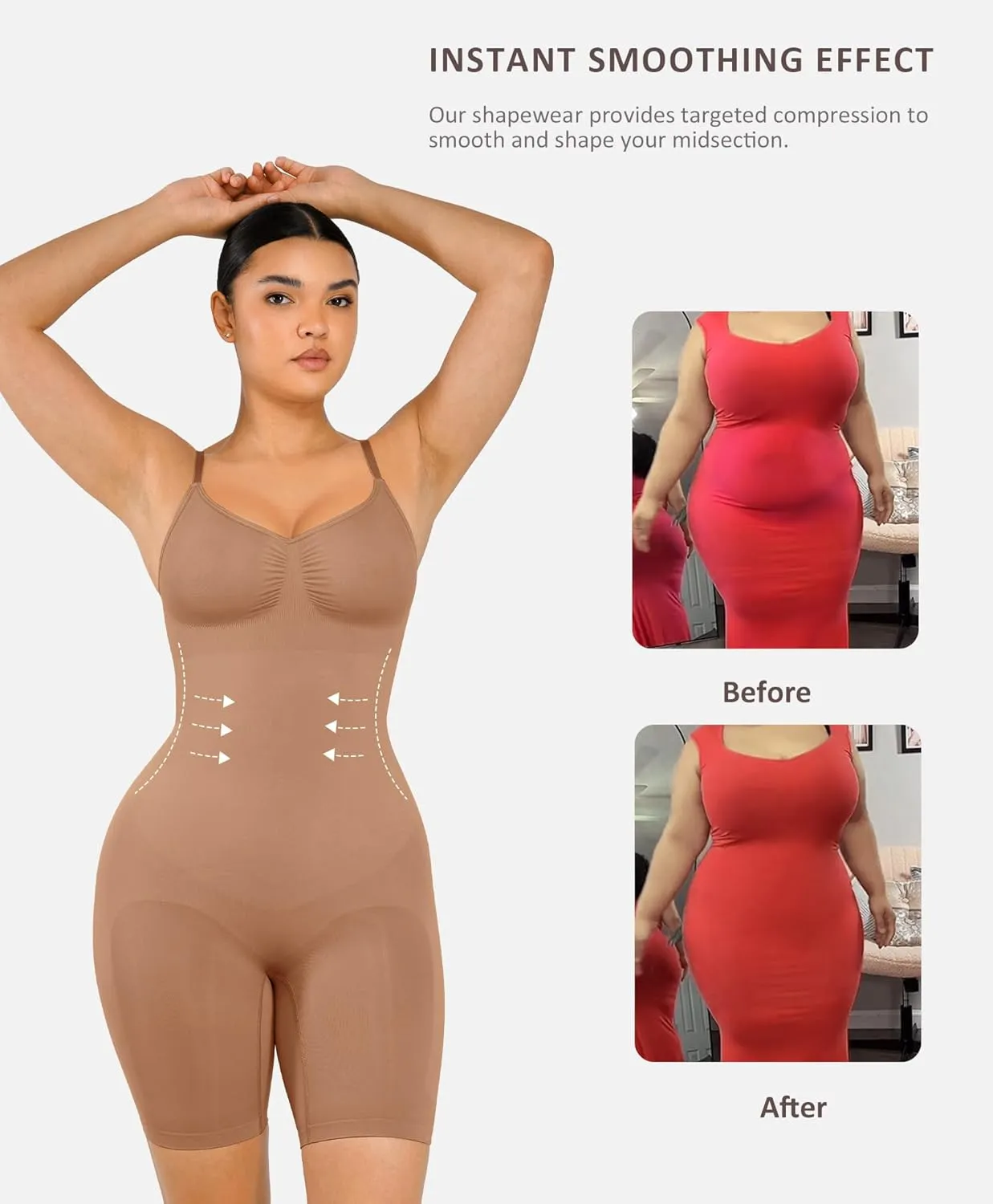 FeelinGirl Shapewear Bodysuit Tummy Control Seamless Sculpting Butt Lifter Body Shaper for Women