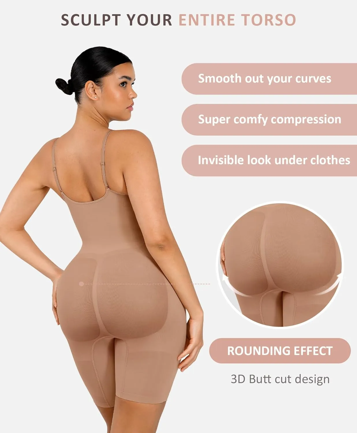 FeelinGirl Shapewear Bodysuit Tummy Control Seamless Sculpting Butt Lifter Body Shaper for Women