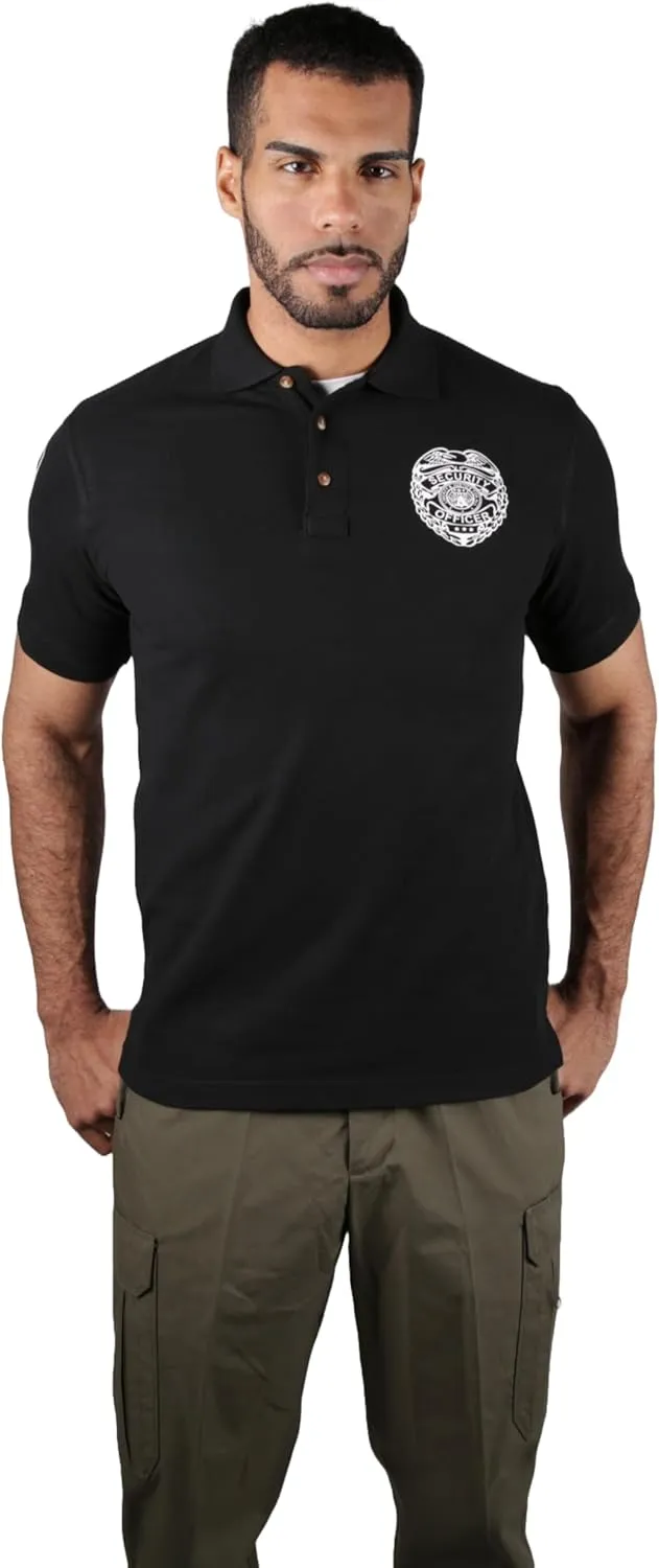 First Class Black Poly Cotton Security Polo Shirts