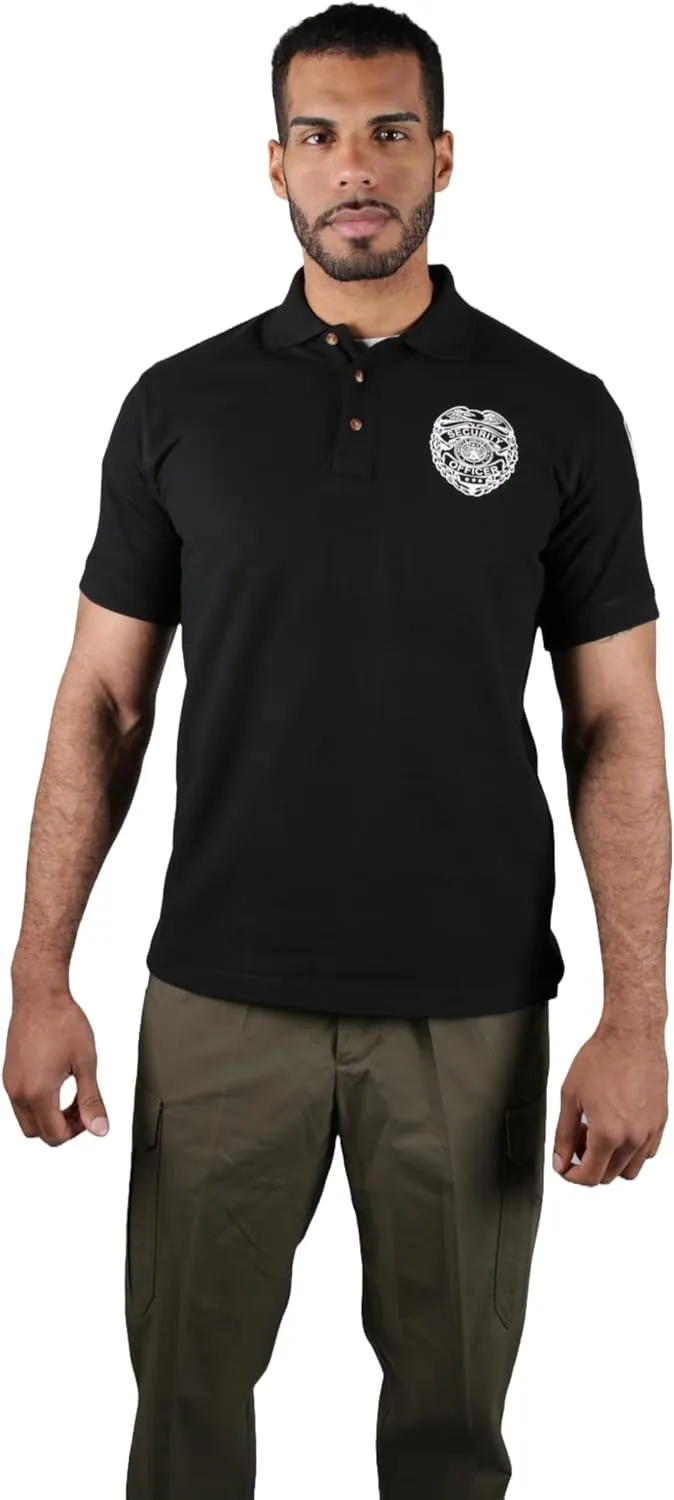 First Class Black Poly Cotton Security Polo Shirts