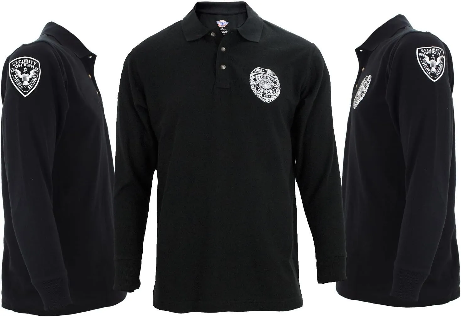 First Class Black Poly Cotton Security Polo Shirts