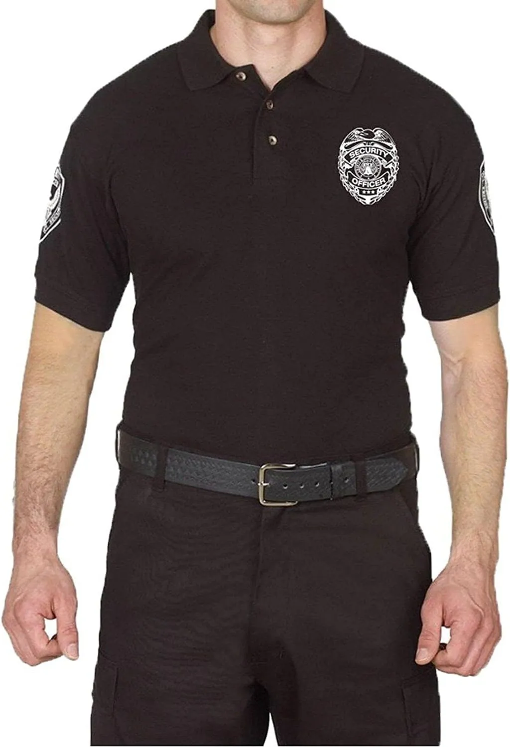 First Class Black Poly Cotton Security Polo Shirts