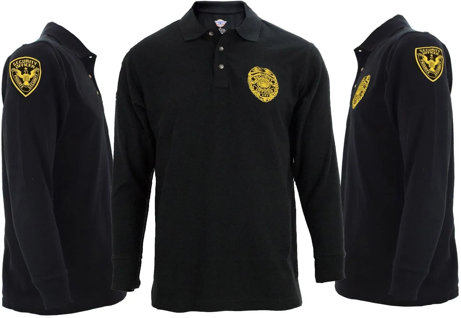 First Class Black Poly Cotton Security Polo Shirts