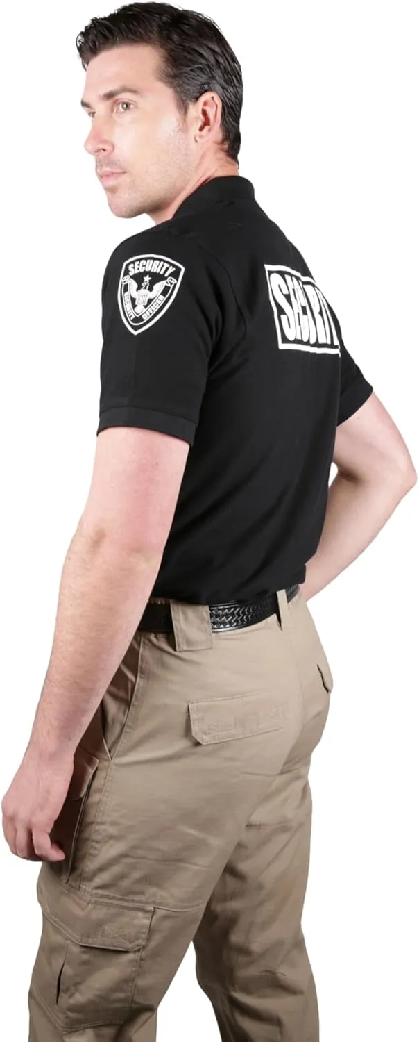 First Class Black Poly Cotton Security Polo Shirts