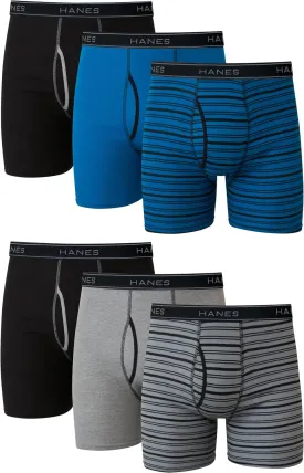 Hanes Men's Boxer Briefs, Cool Dri Moisture-Wicking Underwear, Cotton No-Ride-up for Men, Multi-Packs