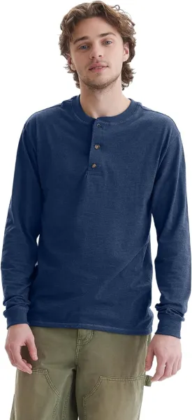 Hanes T Beefyt Henley, Men's Cotton Long Sleeve Shirts