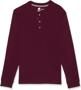 Hanes T Beefyt Henley, Men's Cotton Long Sleeve Shirts