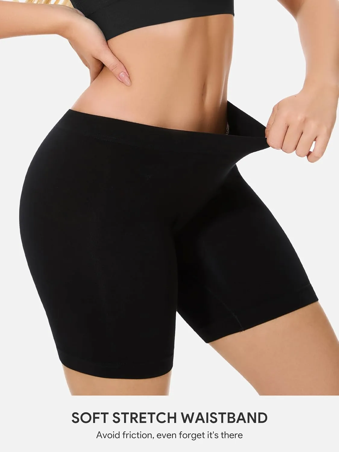 HBselect Cotton Boxer Shorts Underwear Boy Shorts Panties Anti Chafing Yoga Bike Shorts 4 Pack (Regular & Plus Size)